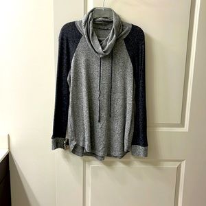 Pink Clover Women’s Drawstring Cowl Neck Sweater w/ Elbow Patches, Size M